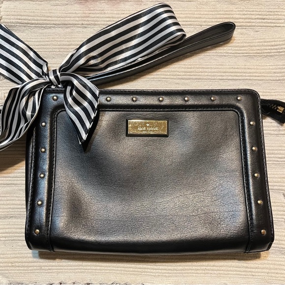 **LIKE NEW!** Classic Kate Spade black and silver beaded wristlet or clutch! - Picture 2 of 12